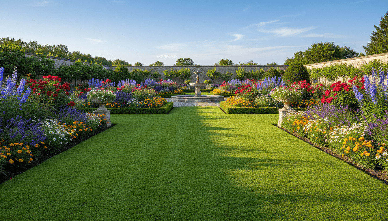 Well-maintained lawn and garden at a Toronto home