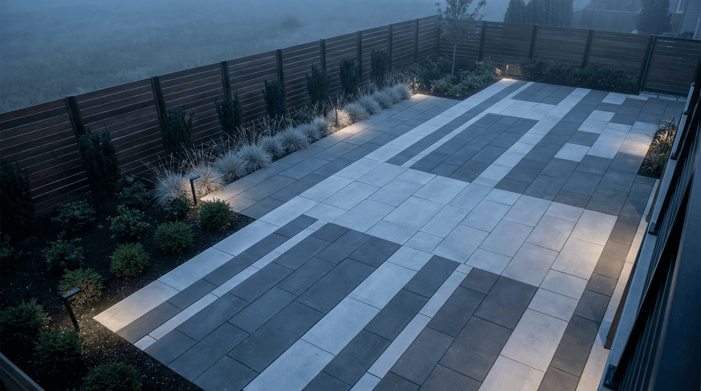 Finished garden with stone pavers
