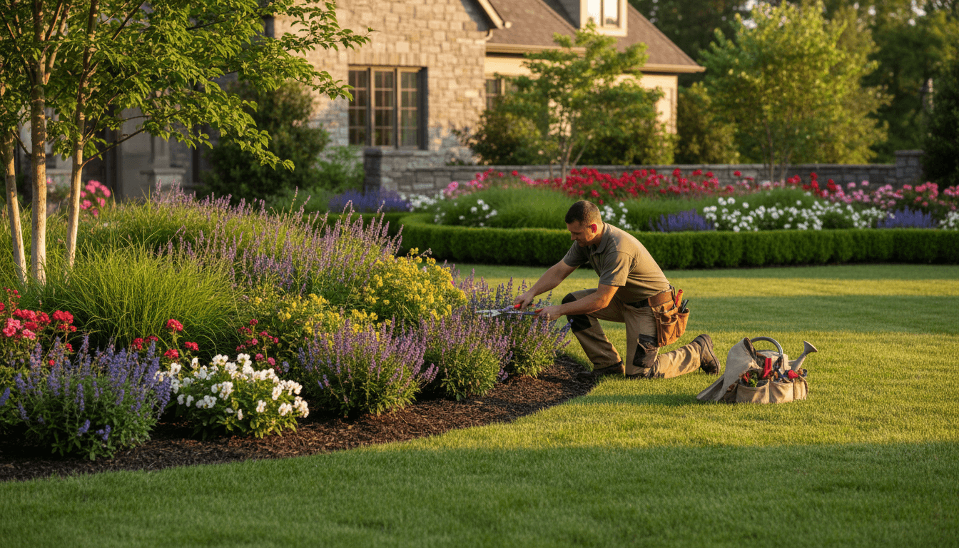 Landscaper working on a residential property in Toronto